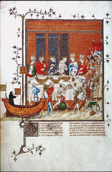 <p>Banquet of Charles IV of France, Les Grandes Chroniques de France, 1375-1379</p>
