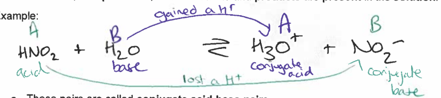<p>two species that are different from each other by an H+ ion</p>