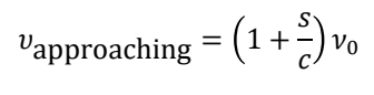 <p>s is velocity of molecule</p><p>c is speed of light </p><p>𝜈<sub>0</sub> is vibrational frequency </p>