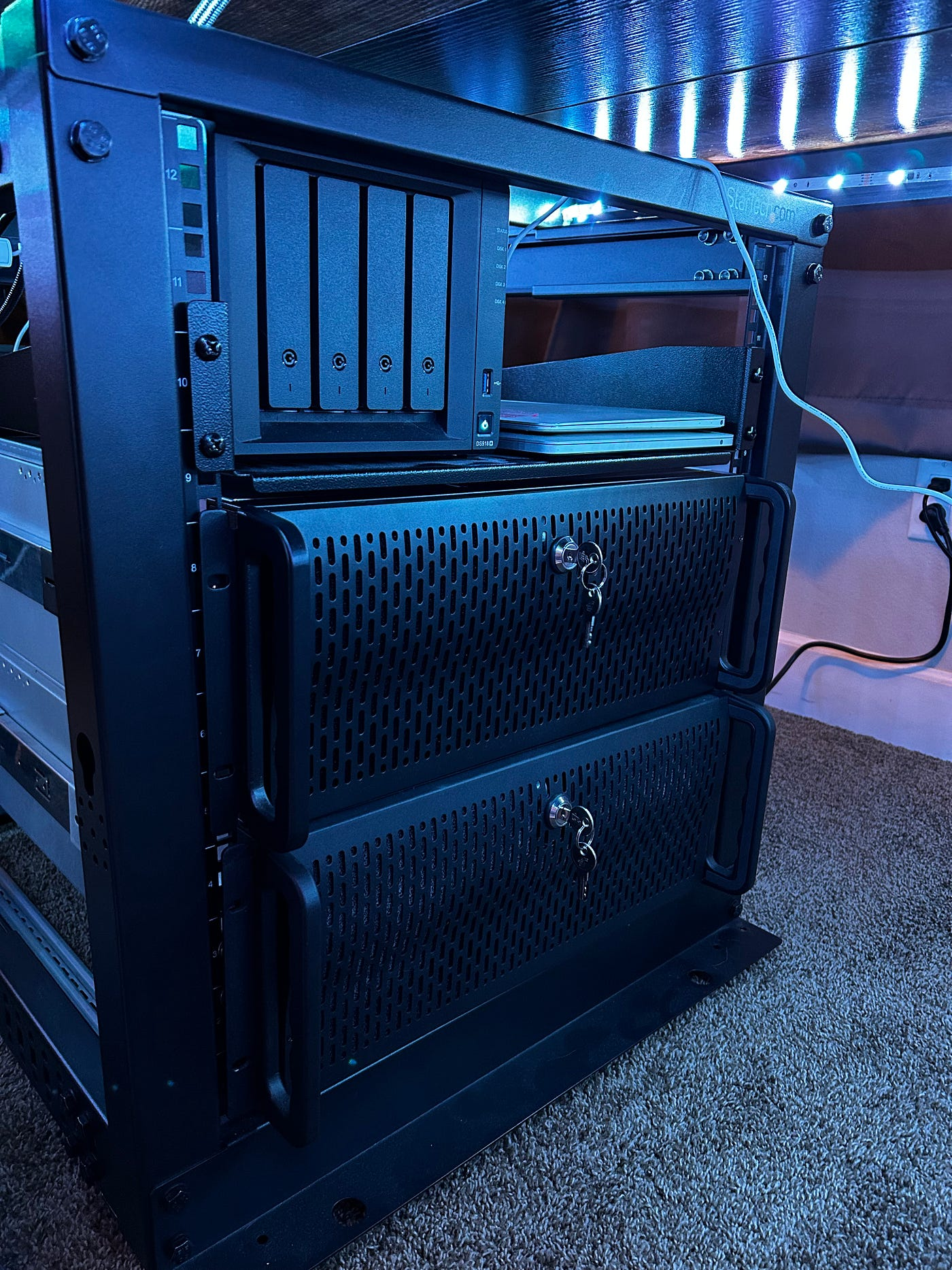 <p>Installed in a standard equipment rack.</p>