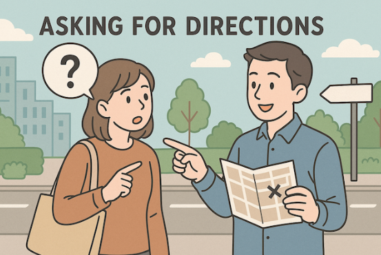 <p>asking for directions</p>