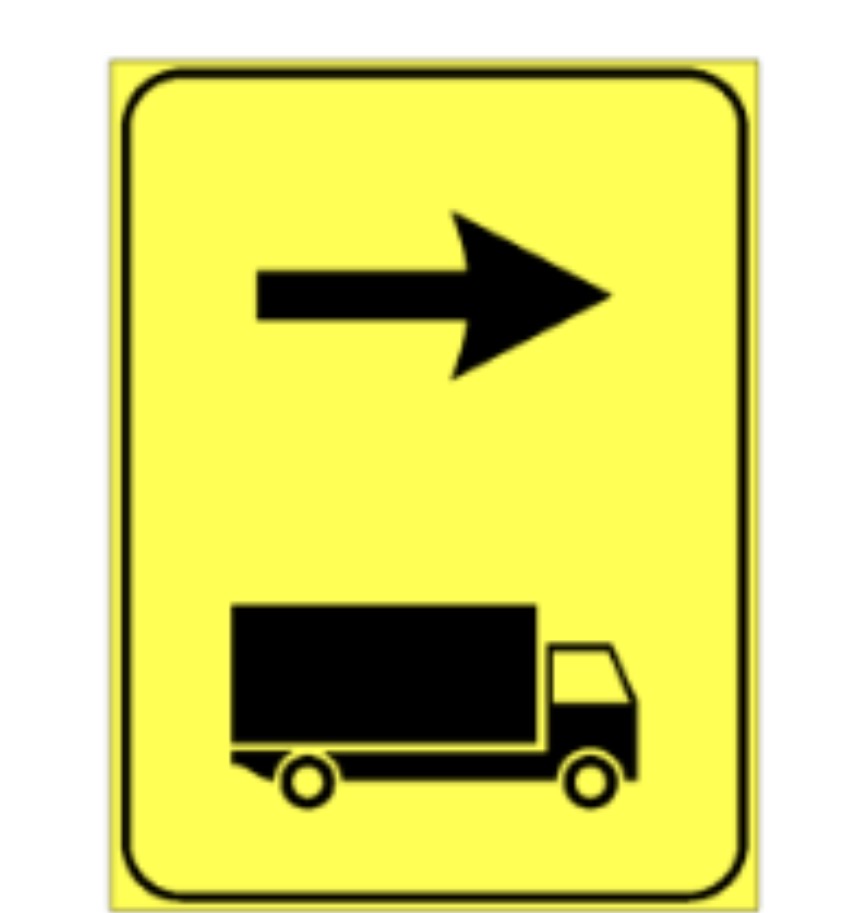 <p>Segnale di Direzione consigliata agli autocarri</p>