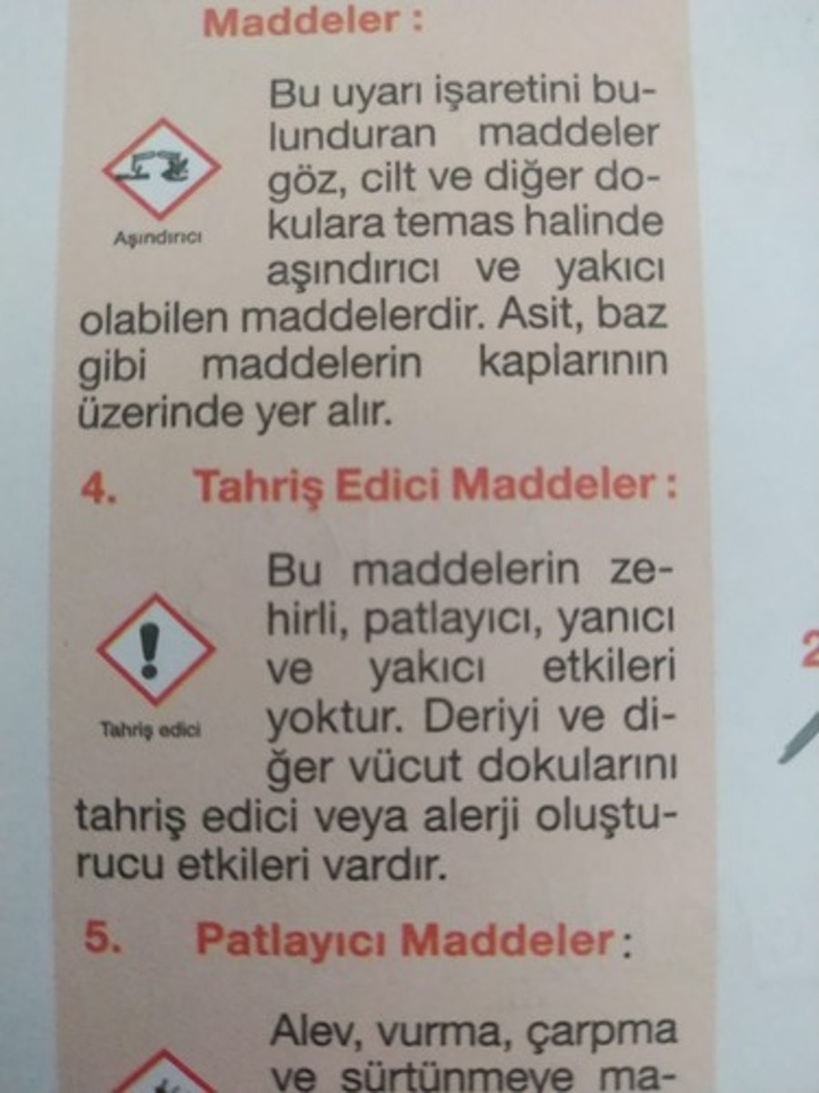 <p>Yanma, patlama, yakma gibi özellikleri yoktur, sadece deride alerji yapar ve tahriş eder.</p>