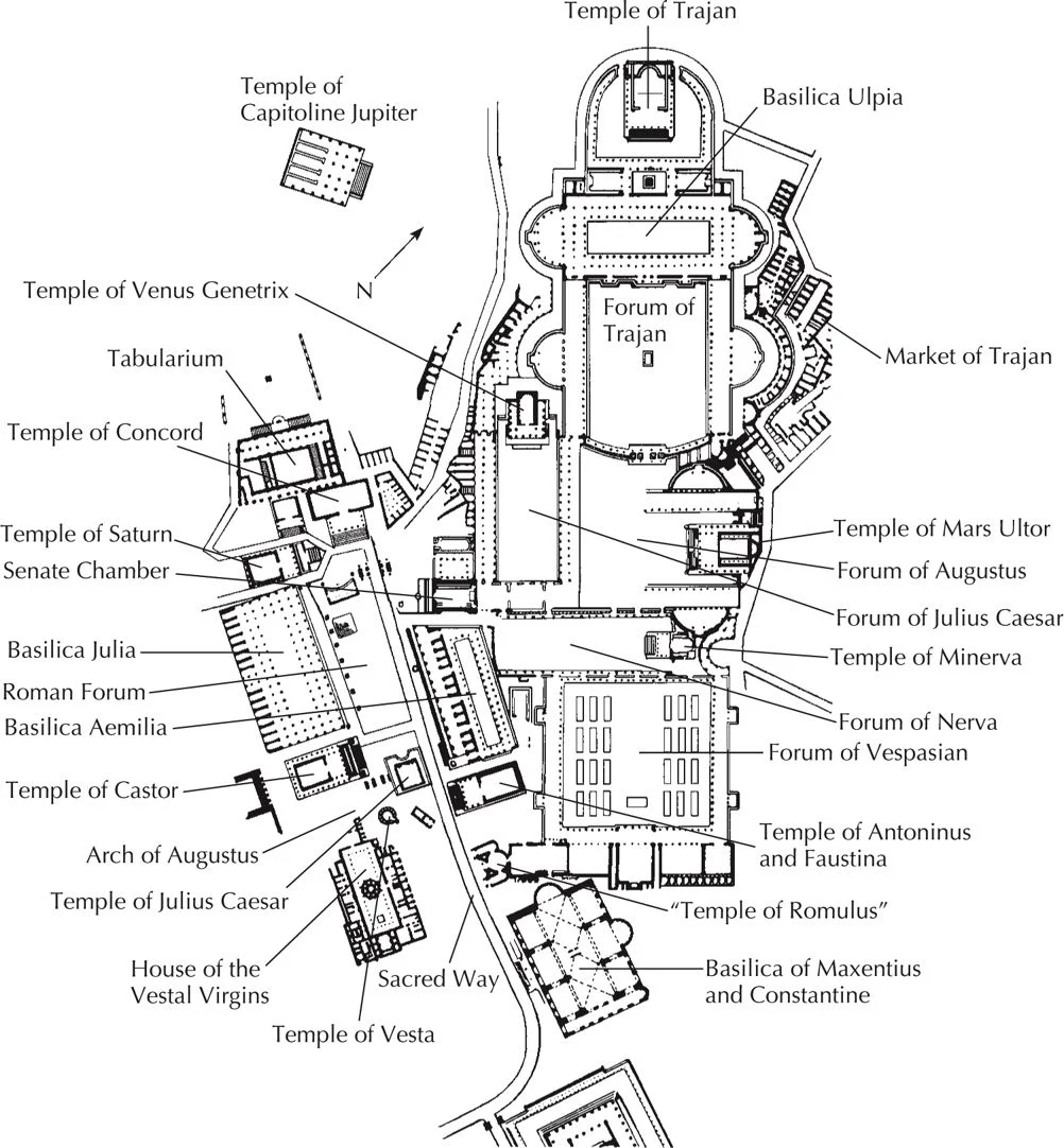 <p><span>Were closely connected topographically, deliberately evoked the pinnacle of Greek achievement in 5th-century Athens. Trajan’s forum largest of all, financed by the wars vs. Dacians</span></p>