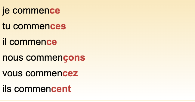 <p>other verbs with the same pattern: agacer, placer, remplacer, prononcer, annoncer, financer</p>