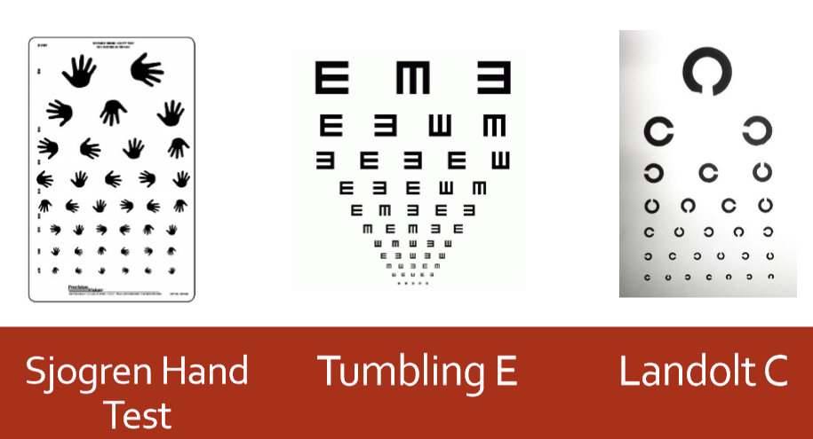 <p>They measure resolution acuity.</p>