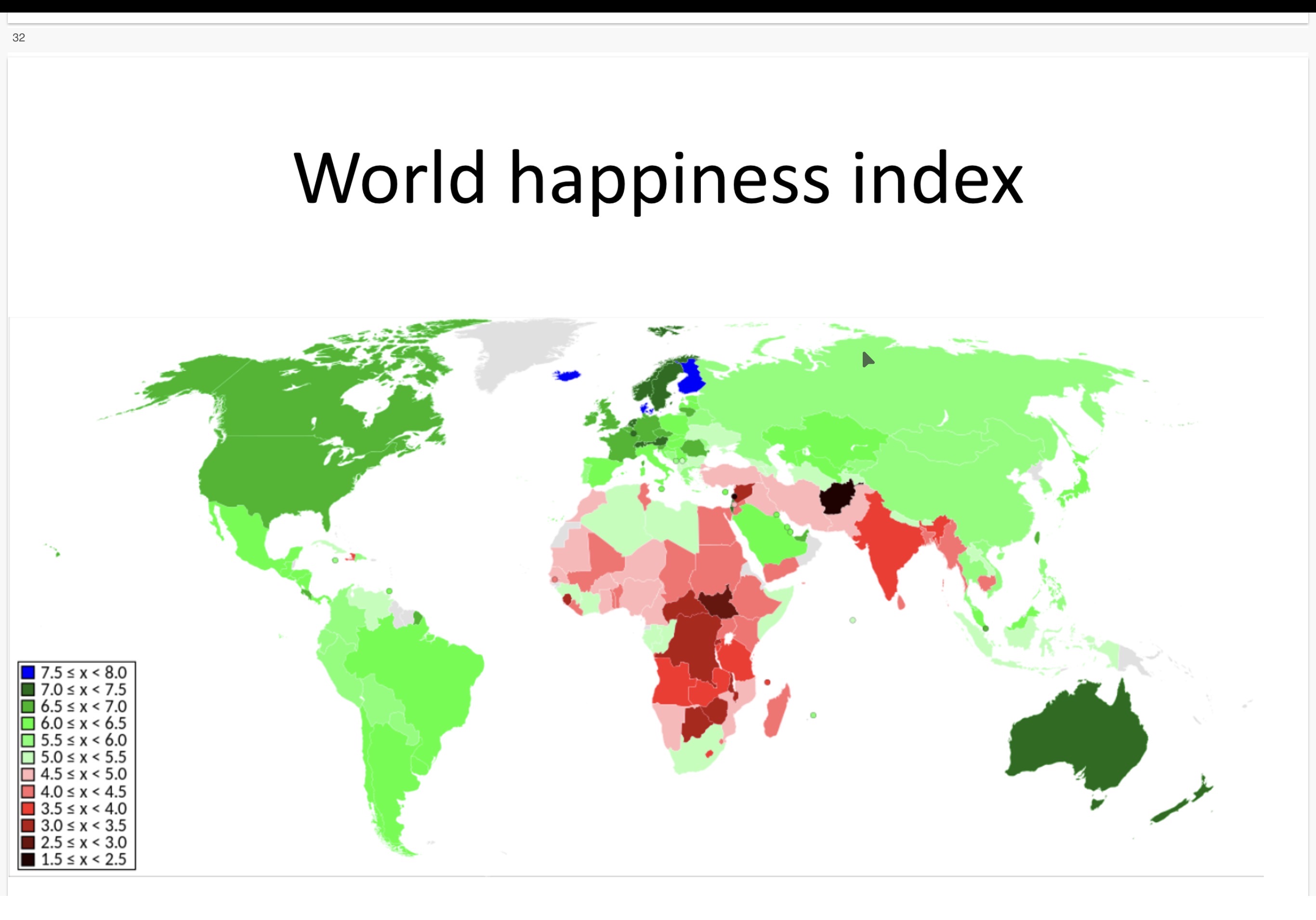 <p>World Happines Index jedes Jahr neu bestimmt auf basis einer UMfrage an der BEvölkerung. (Gallup in den USA)</p><ul><li><p>Es gilt je höher der Wert desto glücklicher die Bevölkerung </p></li><li><p>Schlüsselfaktore: Einkommen, Soziale Unterstützung, Gesundheit, Freiheit, Grosszügigkeit und wieviel Korruption im Land</p></li><li><p>Sagt nichts über die Wirtschaftliche und den Vergleich des Einkommens aus und über die Politischen Rechte.</p></li></ul><p></p>