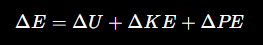 <p>Internal, kinetic, and potential energy changes.</p>