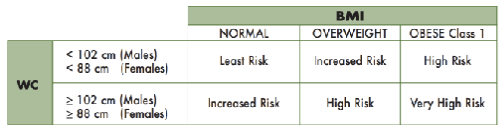 <p>indicator of health risks associated with excess abdominal fat</p>