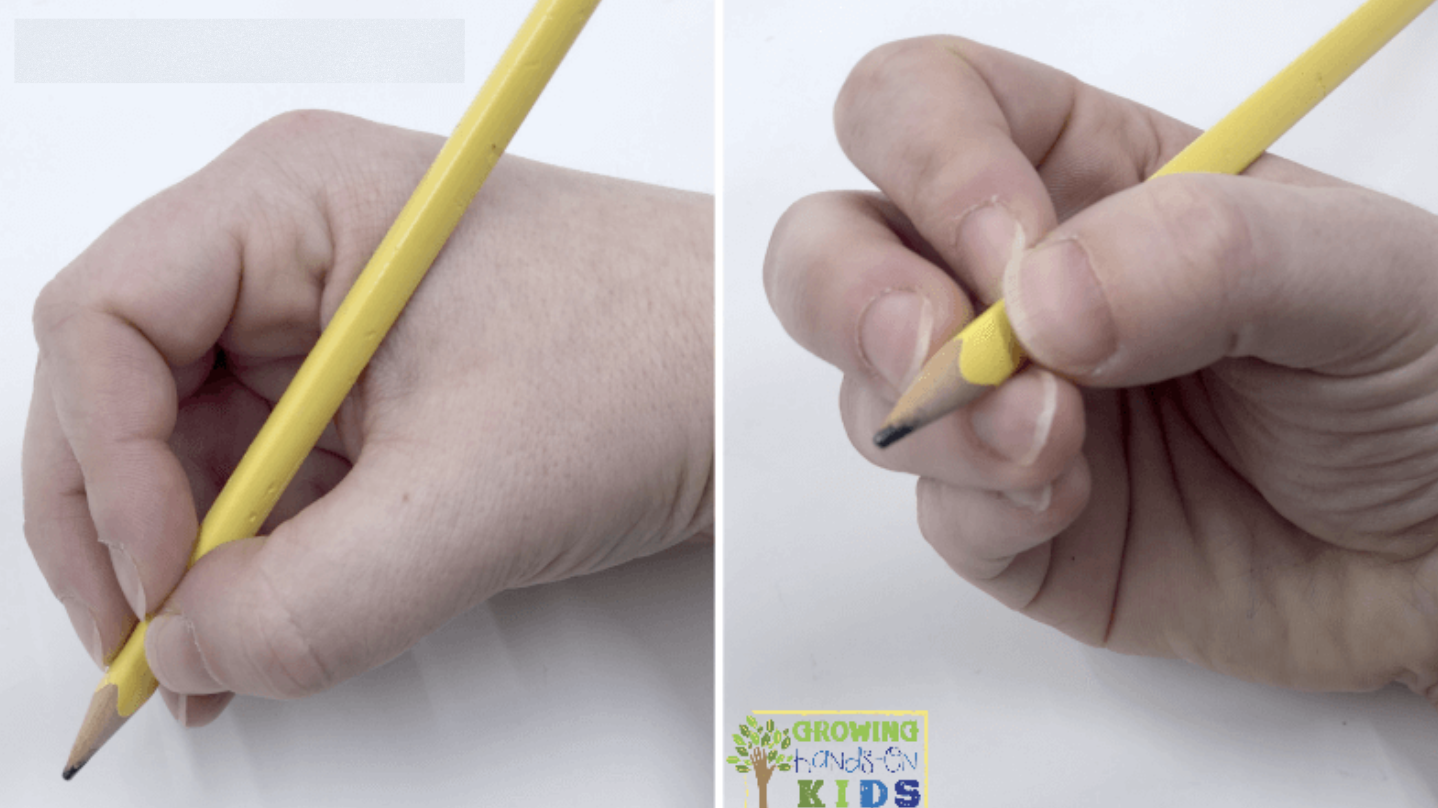 <p>Identify the grasp pattern and what age it typically develops.</p>