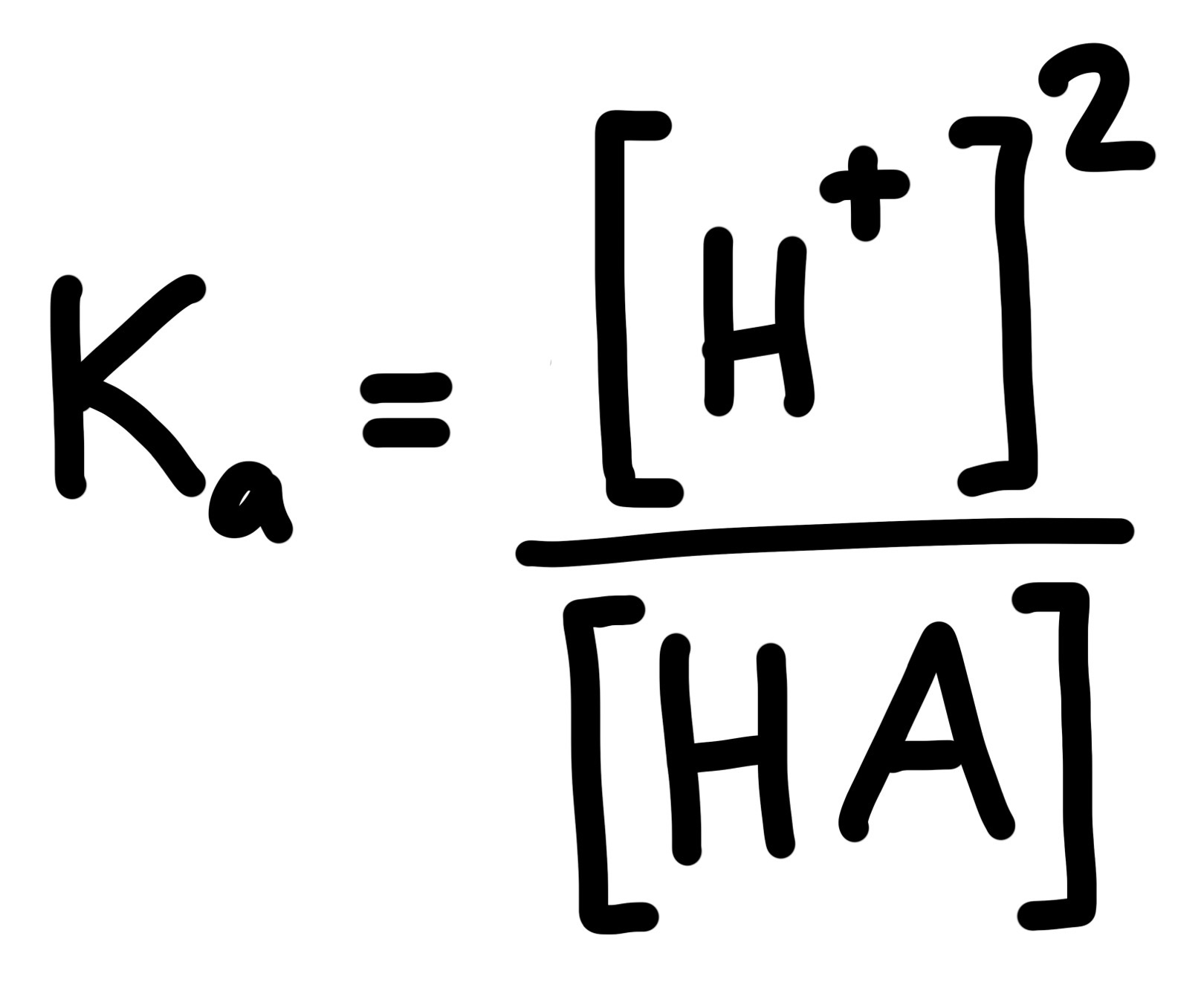 <ul><li><p><strong>[HA] is effectively constant</strong>, as [HA] is very large compared to [H<sup>+</sup>] and [A<sup>-</sup>]</p></li><li><p><strong>[H<sup>+</sup>] = [A<sup>-</sup>]</strong></p></li></ul><p></p>