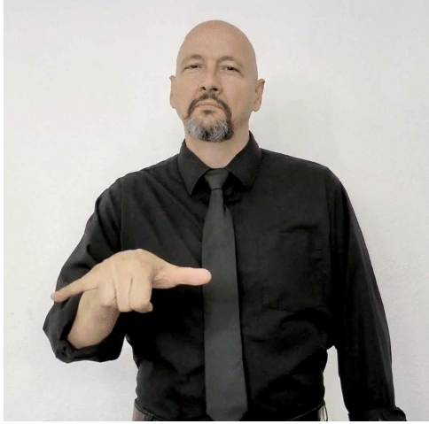 <p>make the “y” sign with right hand and move wither from side to side or to other person</p>