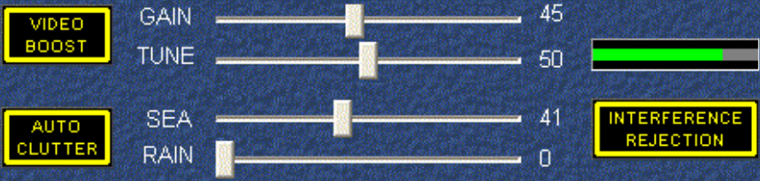 <p>Gain, Tune and Clutter Rejection Controls</p>