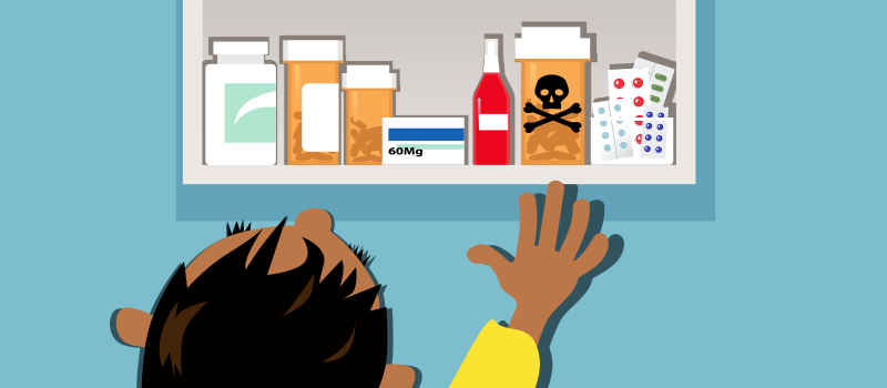 <p>Keep all medicines on the top shelf, <strong>beyond the reach</strong> of children.</p>