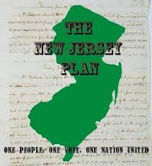 <p>william patterson's plan with a unicameral legislature and one vote per state</p>