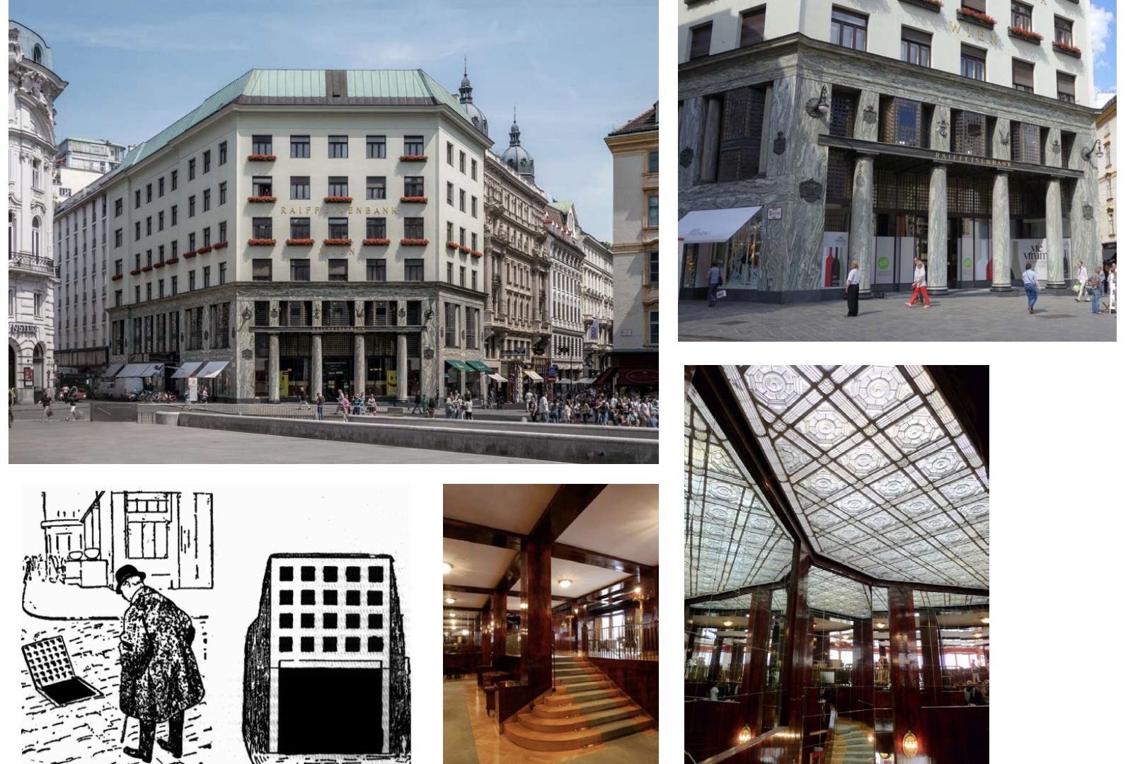 <p>Across the street from the Austrian beaux arts palace, considered unattractive, eventually appeased people by adding flower boxes, structure intended to show off the materials, marble veneers on the facade on the first elevation and concrete for the latter higher elevations.</p>