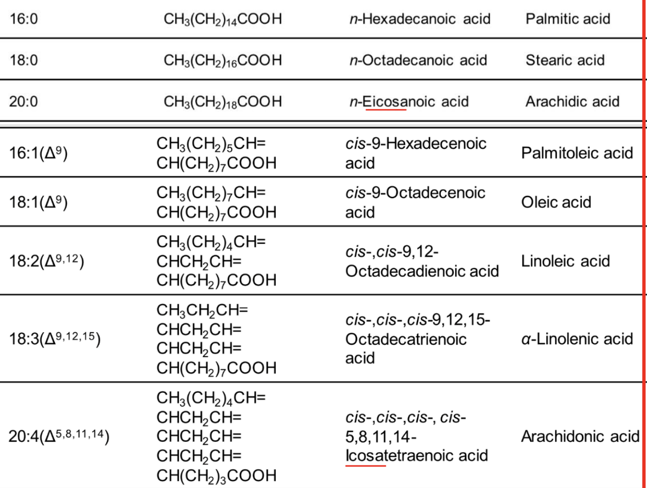 <p>General structure of a fatty acid?</p>